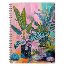 Modern Tropical Plant Print – Pink and Green