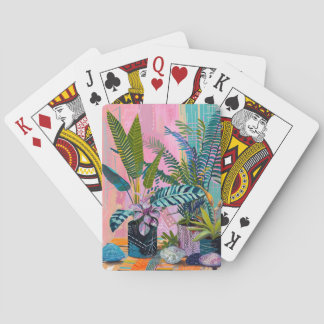 Modern Tropical Plant Print – Pink and Green Pokerkaarten