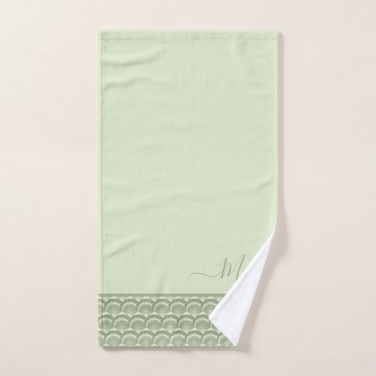 Modern Tropical Sage Green Seashell Shell Elegant Bad Handdoek (Handdoek)