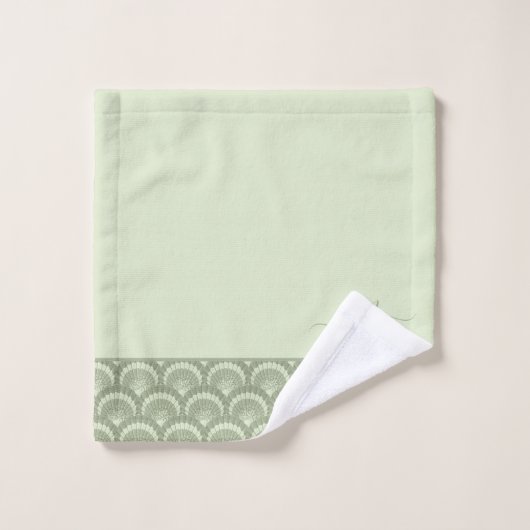 Modern Tropical Sage Green Seashell Shell Elegant Bad Handdoek (Wasdoekje)