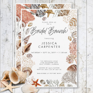 Modern Tropical Seashell Lijst Bridal Brunch Kaart