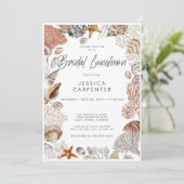 Modern Tropical Seashell Lijst Bruidslunch Kaart (Staand voorkant)