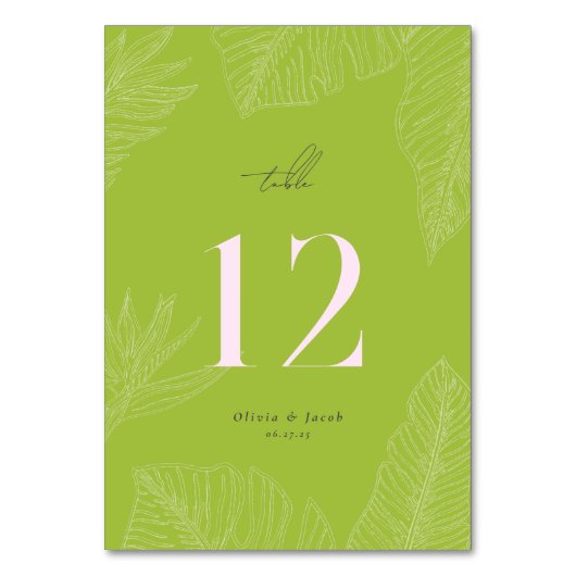 Modern Tropical Table Number Kaart (Voorkant)