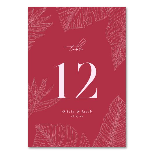 Modern Tropical Table Number Kaart (Voorkant)