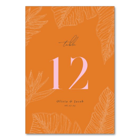 Modern Tropical Table Number Kaart (Voorkant)