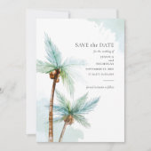 Modern Tropical Trees Waterverf Wedding Save The Date (Voorkant)
