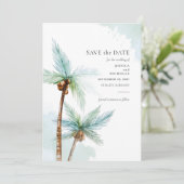 Modern Tropical Trees Waterverf Wedding Save The Date (Staand voorkant)