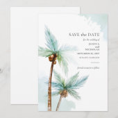 Modern Tropical Trees Waterverf Wedding Save The Date (Voorkant / Achterkant)