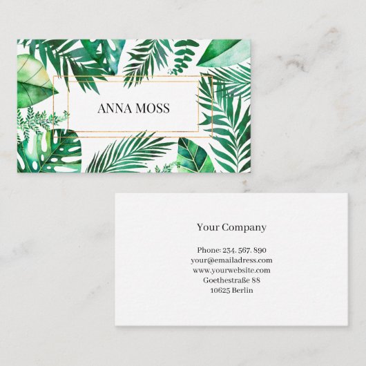 Modern Tropical Visitenkarte Visitekaartje (Voorkant / Achterkant)