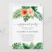 Modern Tropical Waterverf Bloemen Verlovingsfeest Kaart (Voorkant)