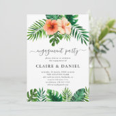 Modern Tropical Waterverf Bloemen Verlovingsfeest Kaart (Staand voorkant)