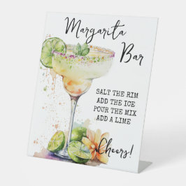 Modern Tropical Waterverf Margarita Bar Sign Reclamebord Met Voetstuk