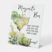Modern Tropical Waterverf Margarita Bar Sign Reclamebord Met Voetstuk (Voorkant)