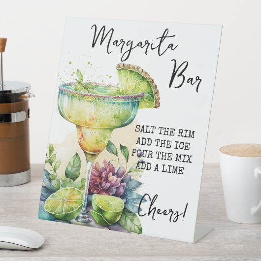 Modern Tropical Waterverf Margarita Bar Sign Reclamebord Met Voetstuk (Insitu)