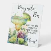 Modern Tropical Waterverf Margarita Bar Sign Reclamebord Met Voetstuk (Voorkant)