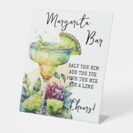 Modern Tropical Waterverf Margarita Bar Sign Reclamebord Met Voetstuk