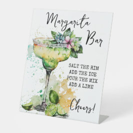 Modern Tropical Waterverf Margarita Bar Sign Reclamebord Met Voetstuk