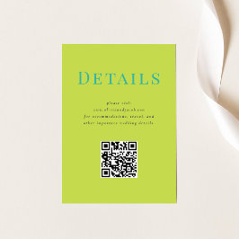 Modern Tropical Wedding Details Kaart met QR code