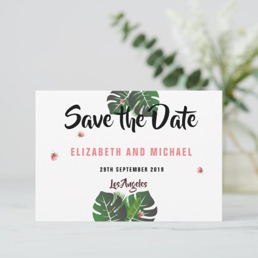 Modern Tropical Wedding Festival Event Save The Date (Staand voorkant)