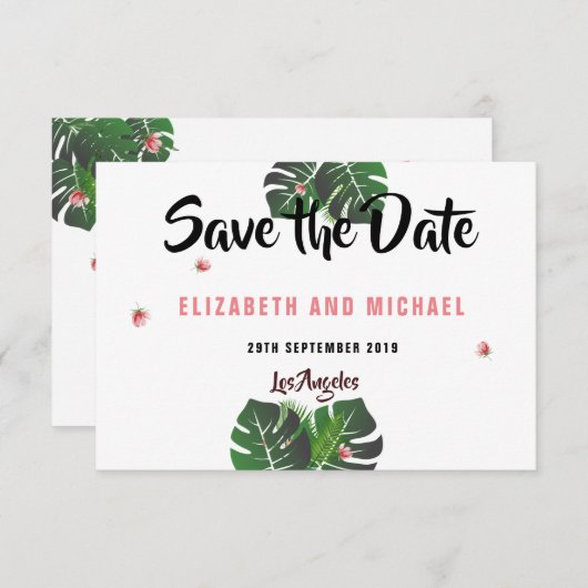 Modern Tropical Wedding Festival Event Save The Date (Voorkant / Achterkant)