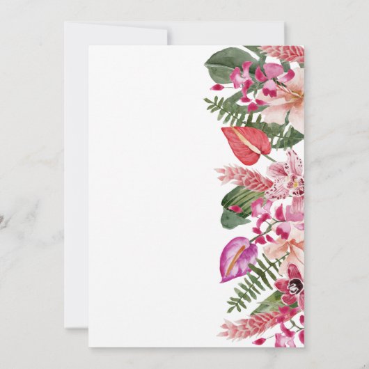 Modern Tropical Wedding Kaart (Achterkant)