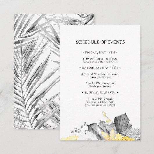 Modern Tropical Wedding Schema van Evenementen Kaa Informatiekaartje (Voorkant / Achterkant)