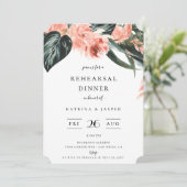 Modern Tropics Coral Floral Rehearsal Dinner Kaart (Staand voorkant)