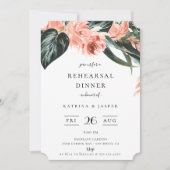 Modern Tropics Coral Floral Rehearsal Dinner Kaart (Voorkant)