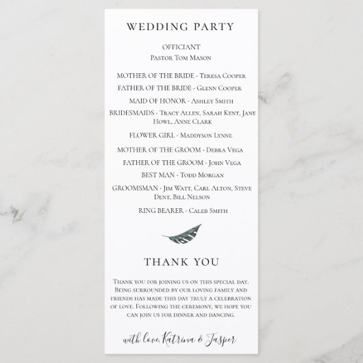 Modern Tropics Coral Floral Wedding Programmakaart (Achterkant)