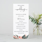 Modern Tropics Coral Floral Wedding Programmakaart (Staand voorkant)