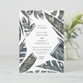 Modern Tropics Diamond Leaf Lijst Wedding Kaart (Staand voorkant)