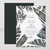 Modern Tropics Diamond Leaf Lijst Wedding Kaart (Voorkant / Achterkant)