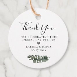 Modern Tropics Eiland Bruiloft Bladeren Bedankjes Labels