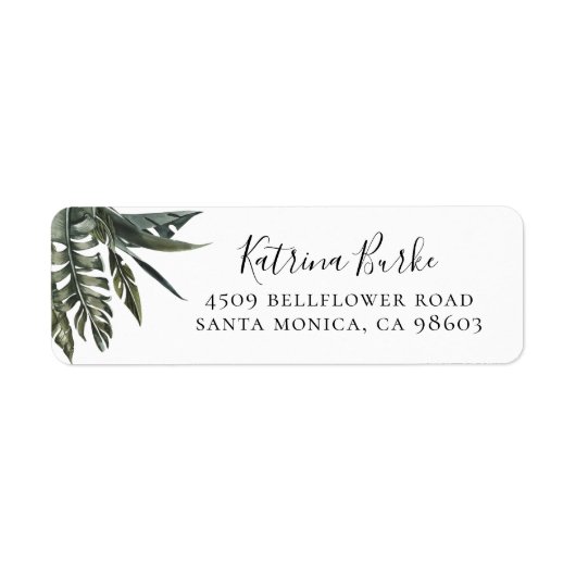 Modern Tropics Greenery Return Address Etiket (Voorkant)