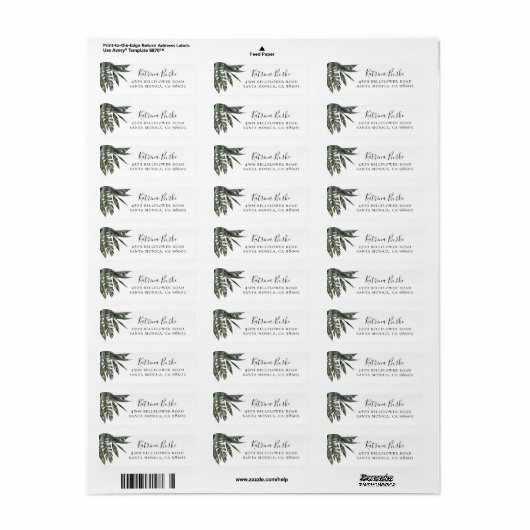 Modern Tropics Greenery Return Address Etiket (Full Sheet)