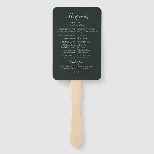 Modern Tropics Koraal Floral bruiloft programma Handwaaier (Achterkant)