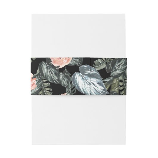 Modern Tropics Koral Floral Monogram Weddenschap Uitnodigingen Wikkel (Achterkant Voorbeeld)