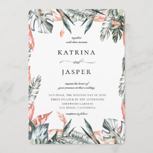 Modern Tropics Palm Leaf Lijst Wedding Kaart