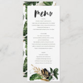 Modern tropisch abstract geschilderd huwelijksmenu menu (Voorkant / Achterkant)