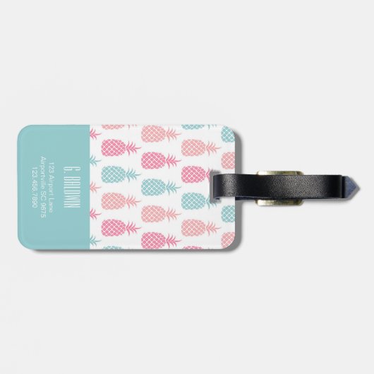 Modern tropisch anananesologram bagagelabel (Achterkant horizontaal)