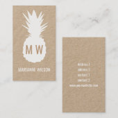 Modern tropisch ananas monogram visitekaartje (Voorkant / Achterkant)