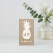 Modern tropisch ananas monogram visitekaartje (Staand voorkant)