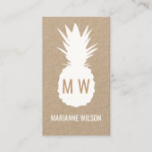Modern tropisch ananas monogram visitekaartje (Voorkant)