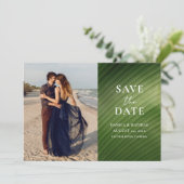 Modern tropisch bananenblad 2 foto bruiloft save the date (Staand voorkant)