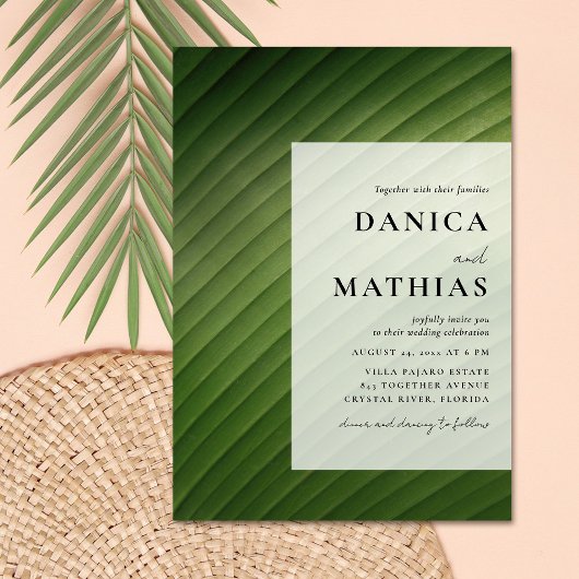 Modern Tropisch Bananenblad Bruiloft Kaart