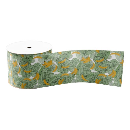 Modern tropisch bananengroen patroon grosgrain lint (Spoel)