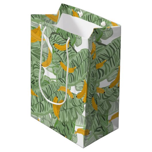 Modern tropisch bananengroen patroon medium cadeauzakje (Voorkant Gekanteld)