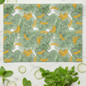 Modern tropisch bananengroen patroon theedoek (Gevouwen)