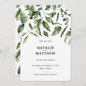 Modern tropisch blad behalve de datumkaart bedankkaart (Voorkant / Achterkant)