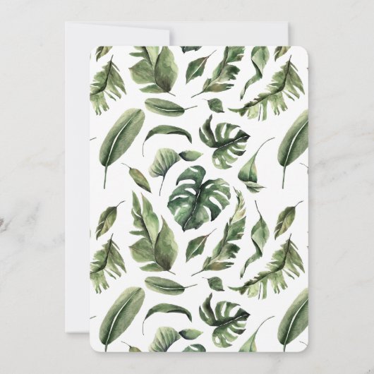Modern tropisch blad behalve de datumkaart bedankkaart (Achterkant)